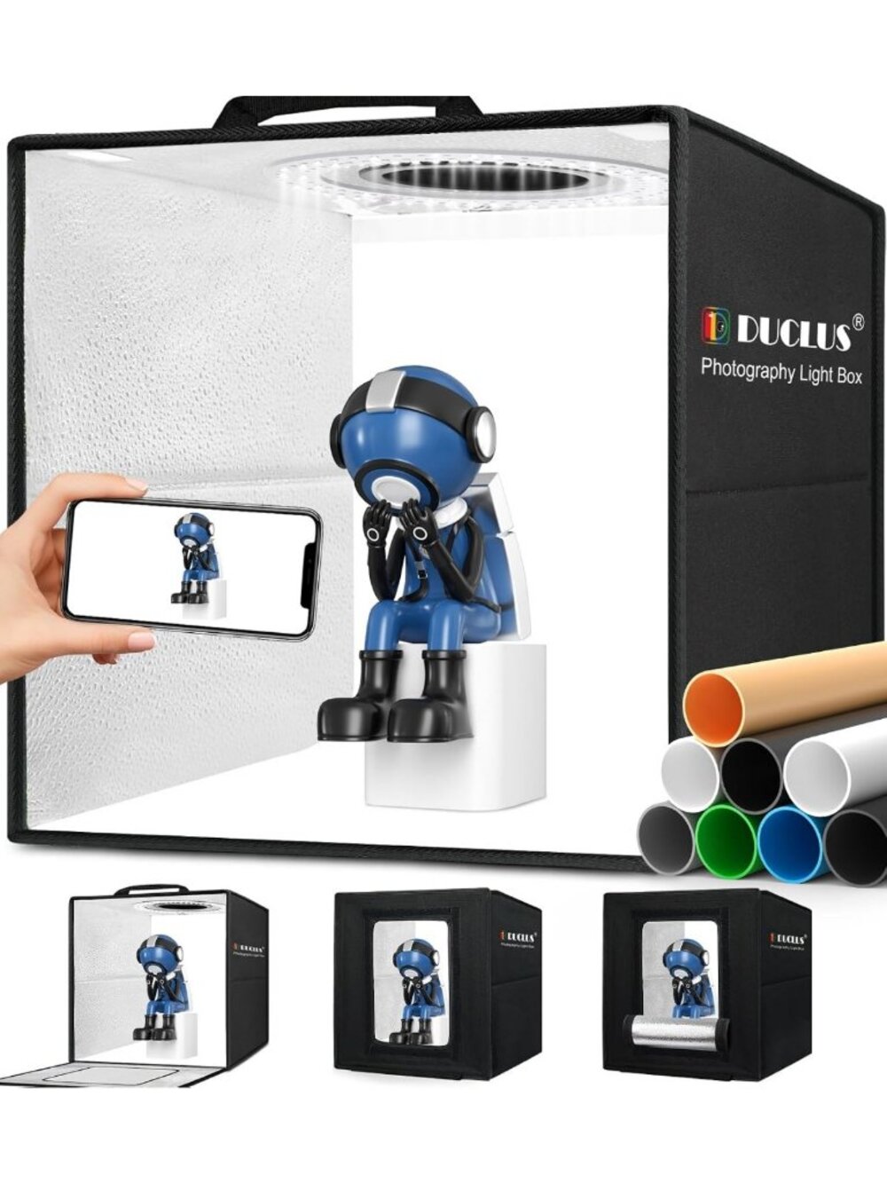 Portable 12"x12" Light Box for Mini Product Photography - 120 Dimmable LED